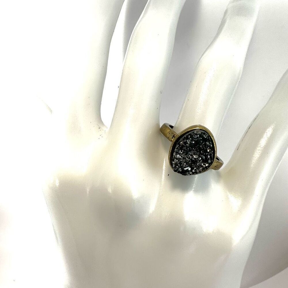 Gold tone druzy ring